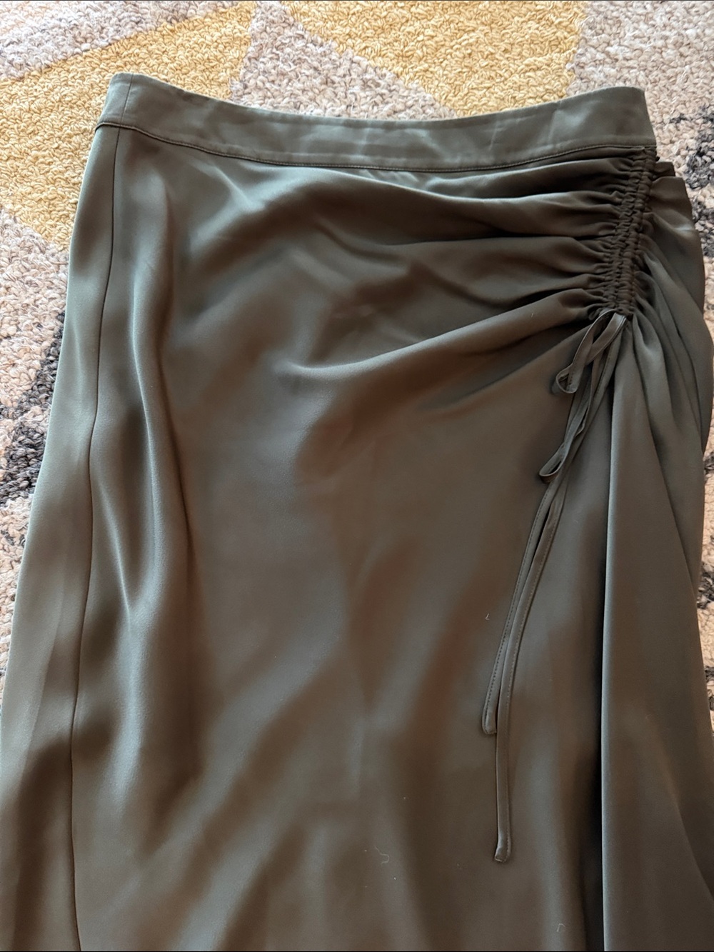 AllSaints Alexia Gathered Maxi Skirt Green Size 8 - Picture 3 of 5